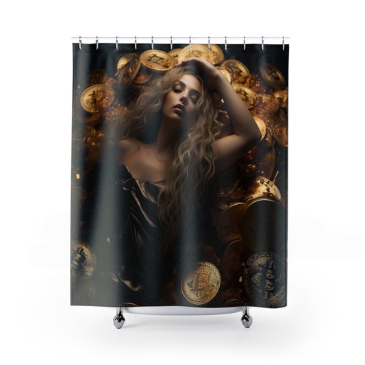 Crypto Girl Laying Shower Curtain