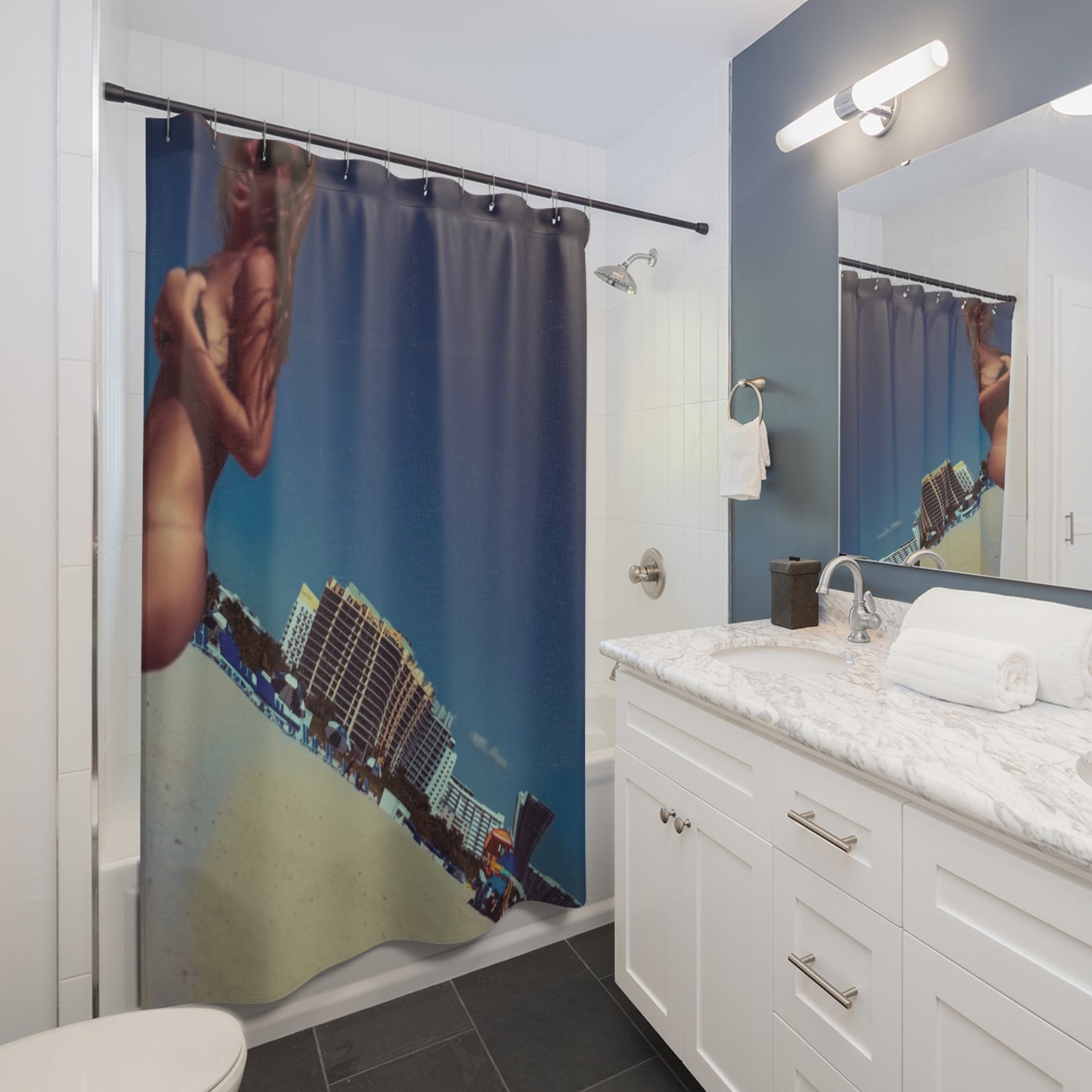 Miami South Beach Model Retro Shower Curtain