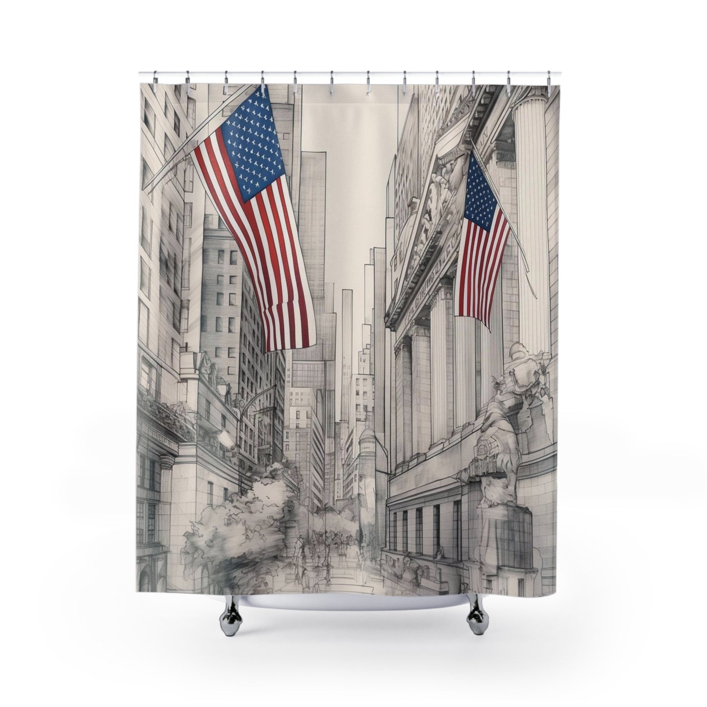 New York Vintage Drawing Shower Curtain