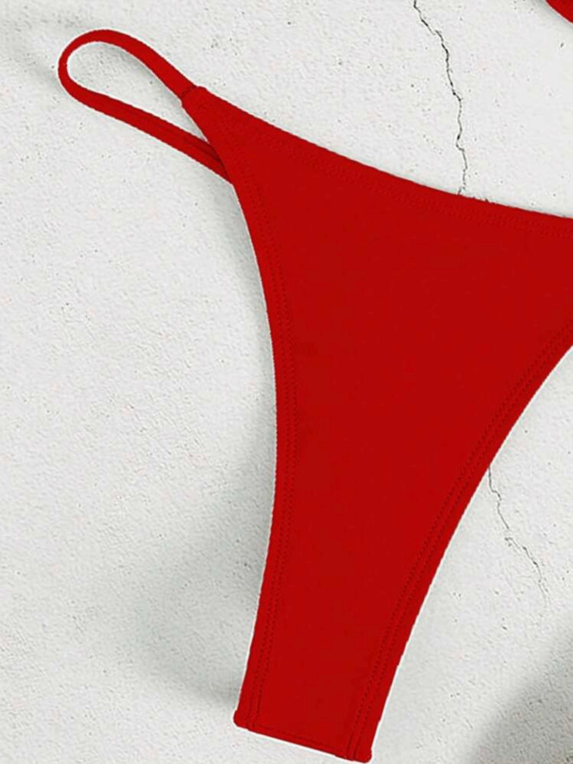 The Clari Red Ring Link Rhinestone Micro Bikini Swimwear
