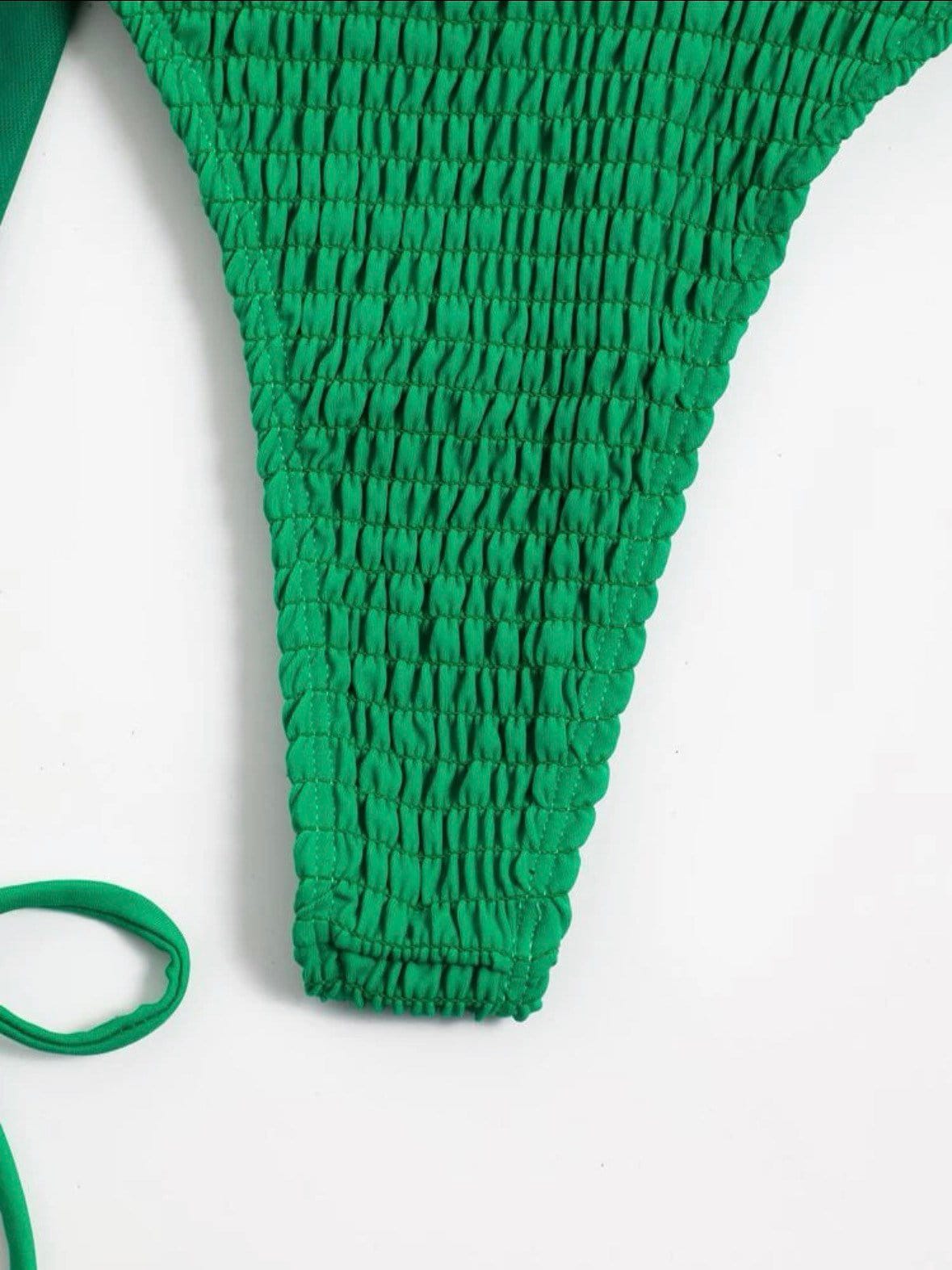 The Sexy SJ Green 4 Piece swim bikini with skirt cover up and long sleeve top and solid green smocked texture