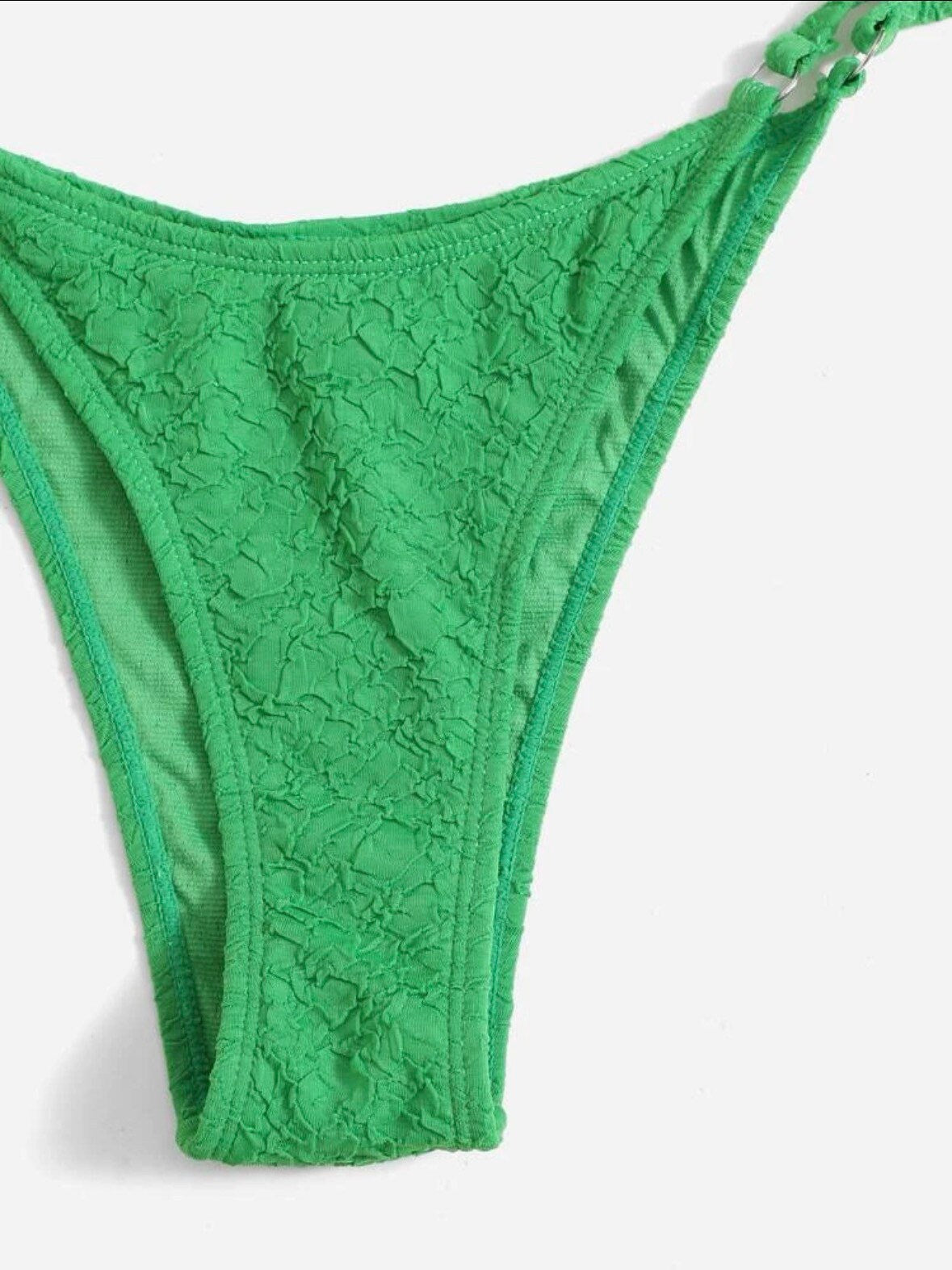 The Nathaliy Strapless Green swim bikini with gold U ring tube top and tie cheeky bottoms green sexy tanning swimsuit set