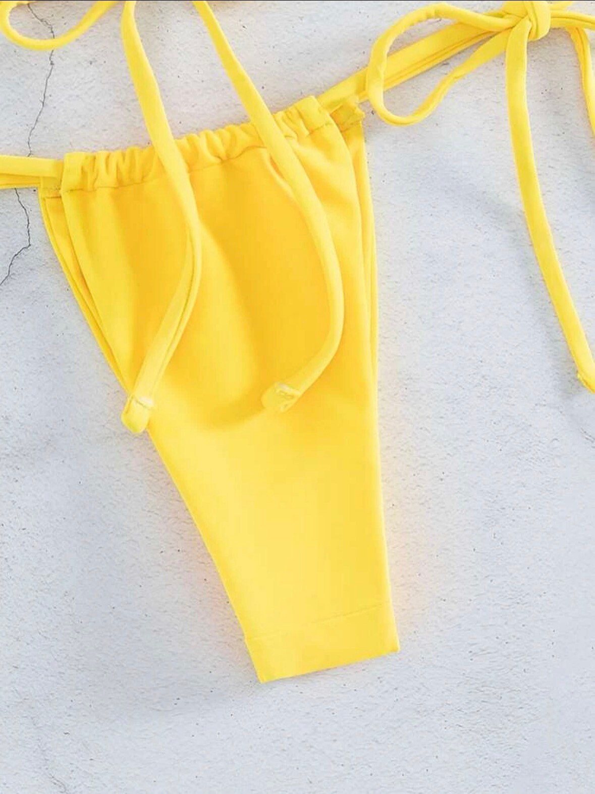 The Sunshine Serena Swimsuit Bikini Set with stitch detail ruched top and thong bottoms sexy swim halter ties and triangle top